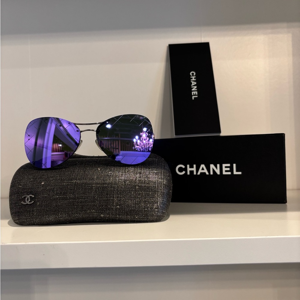CHANEL
Silvertone Metal And Purple Tinted Sunglasses-4218 - Picture 2 of 6